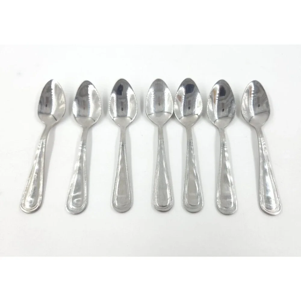 Set Of 7 Adcraft Avalon 18/8 Stainless Steel Small Spoons Lot Flatware